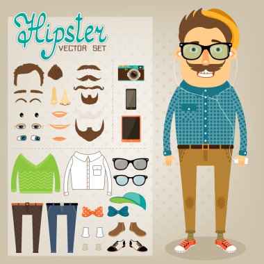Hipster character pack for geek boy