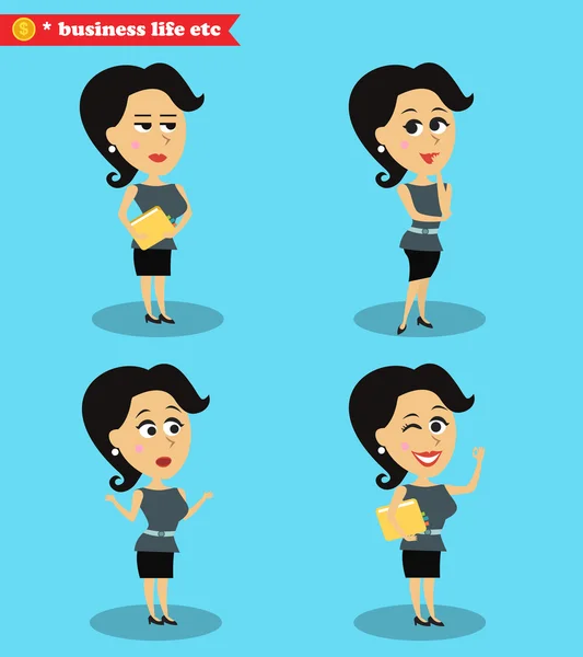 Successful office girl standing set — Stock Vector