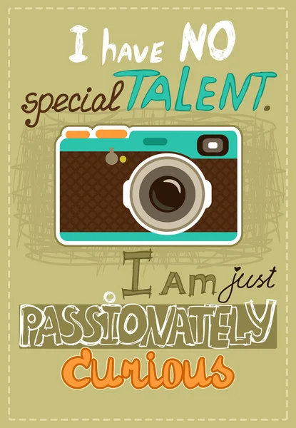 Hipster poster with vintage camera — Stock Vector