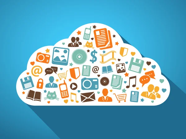 Multimedia en mobiele apps in de cloud — Stockvector
