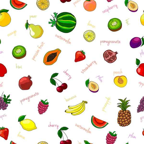 新鮮な果物のシームレスなパターン — ストックベクタ