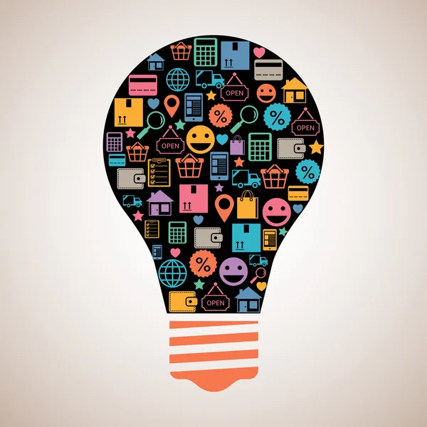 Online shopping creative light bulb — Stock Vector