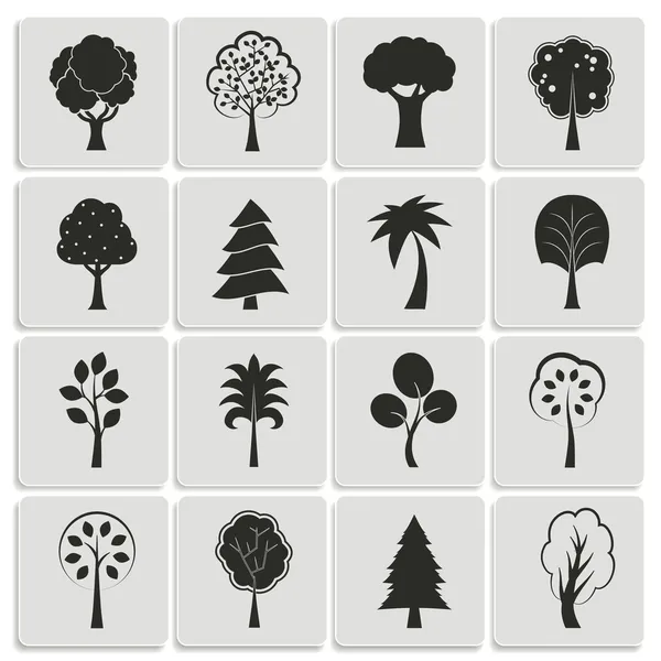 Árboles forestales verdes elementos de diseño — Vector de stock