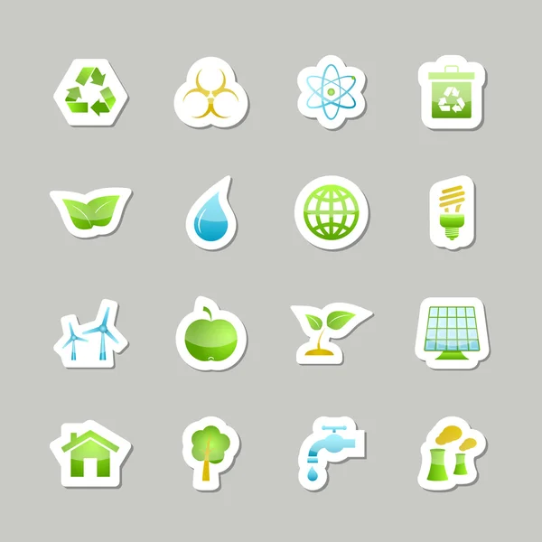 Eko yeşil Icons set — Stok Vektör