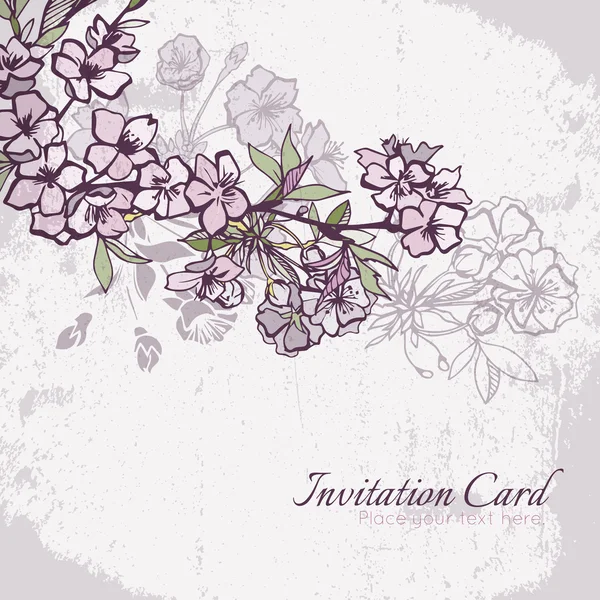 Carte d'invitation de mariage de cerisier de fleur ou sakura — Image vectorielle