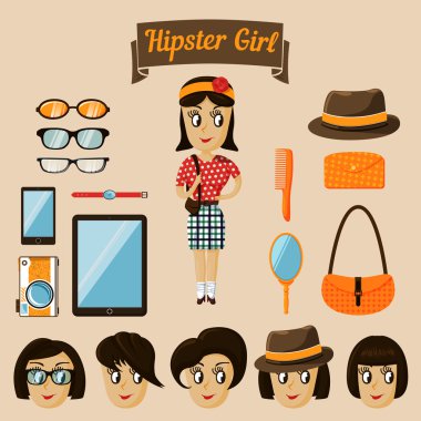 hipster karakter öğeleri nerd kadın için