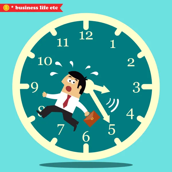 Worried executive running against the time — Stock Vector