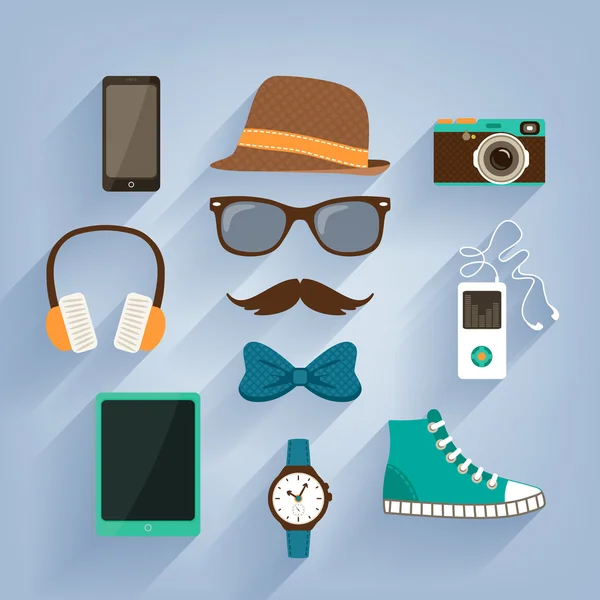 Hipster accessories items set — Stock Vector