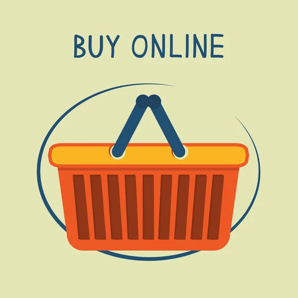 Αγοράστε online ψώνια καλάθι έμβλημα — Διανυσματικό Αρχείο