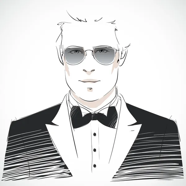 Elegante retrato de hombre de negocios joven — Vector de stock