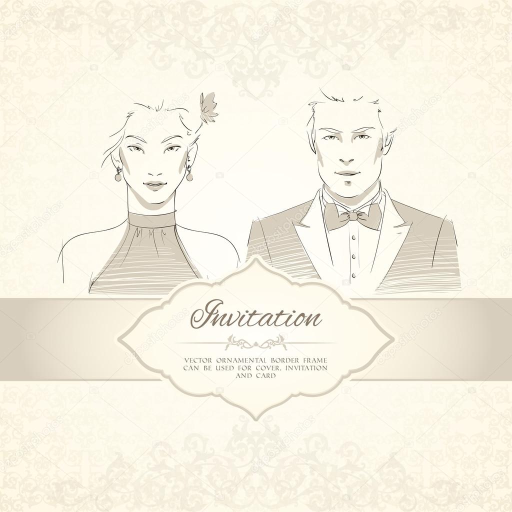 Classical wedding invitation card