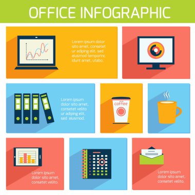 Office infographics düz iş şablonu