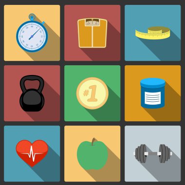 Fitness sağlıklı yaşam Icons set