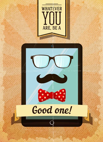 Hipster-Poster mit Vintage-Tablet — Stockvektor