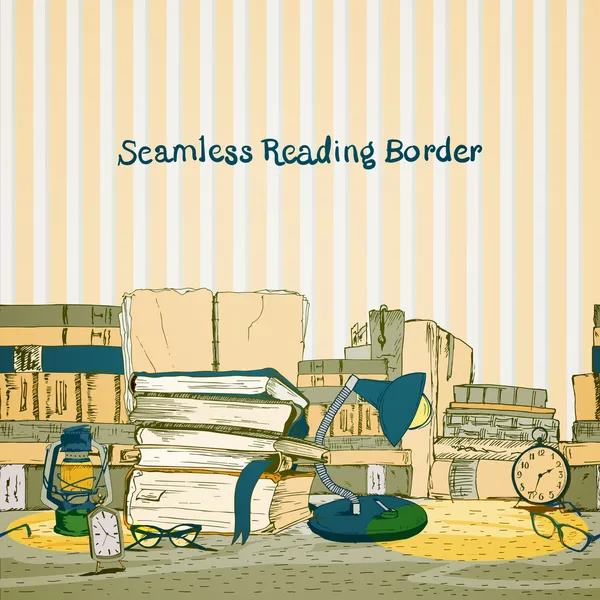 Seamless books reading border — Stock Vector