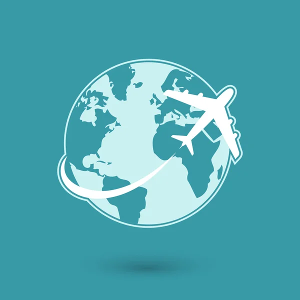 Global plane travel network icon — Stock Vector