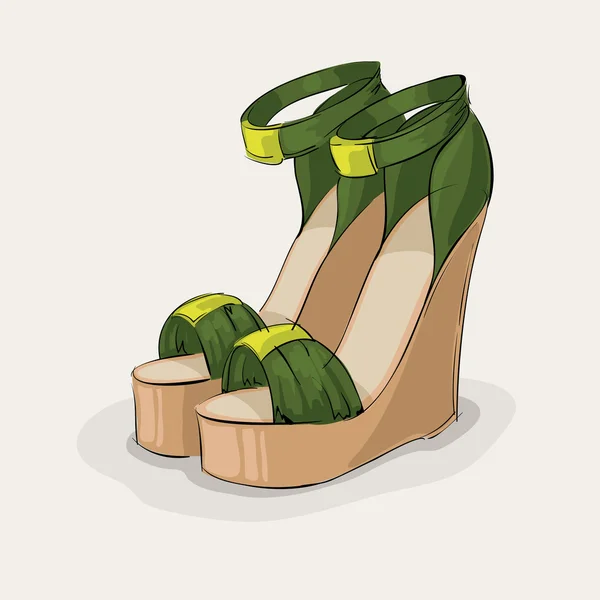 Sandálias verdes de luxo — Vetor de Stock
