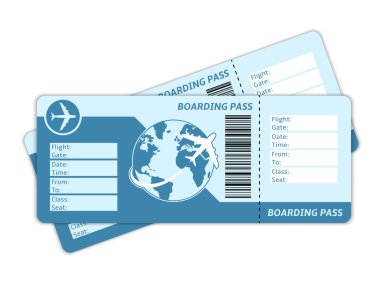 Blank plane tickets clipart