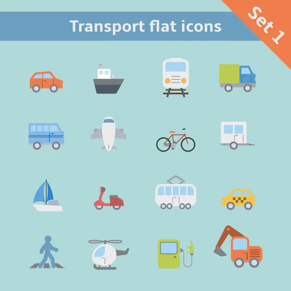 Transporte Set de iconos planos — Archivo Imágenes Vectoriales