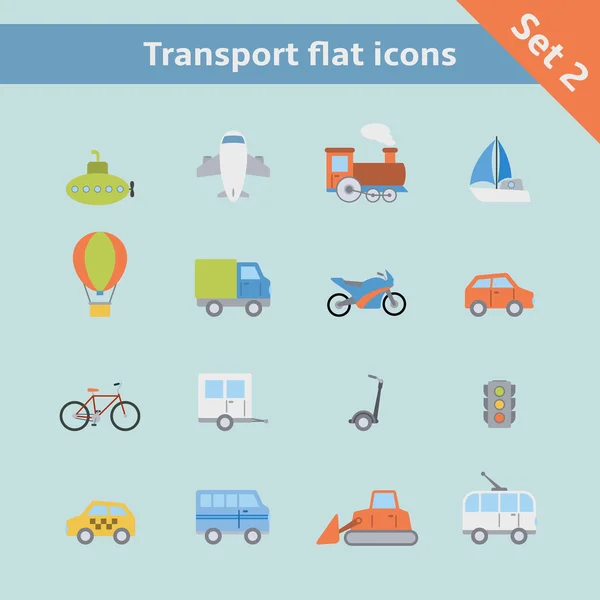Transportation flat icons set — Stock Vector