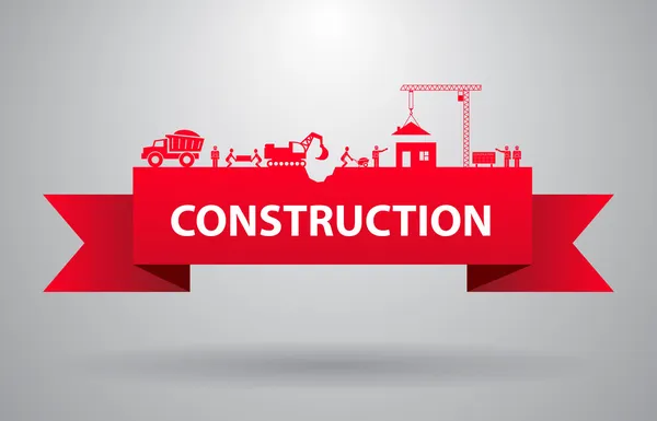 Banner de construcción rojo — Vector de stock