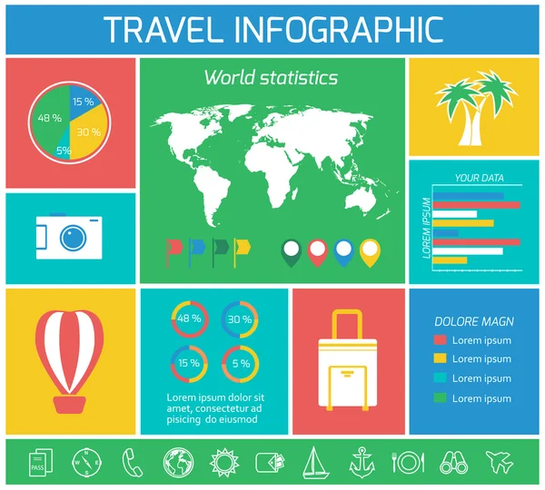 Férias Viagem Infográficos Elementos — Vetor de Stock