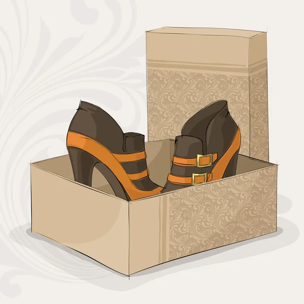 Елегантні жіночі коричневі та жовті черевики для щиколоток — стоковий вектор