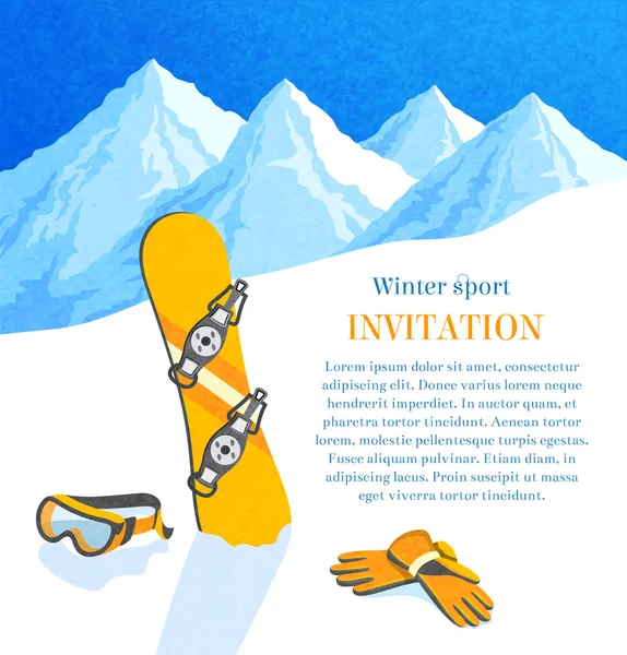 Snowboard winter invitation — Stock Vector