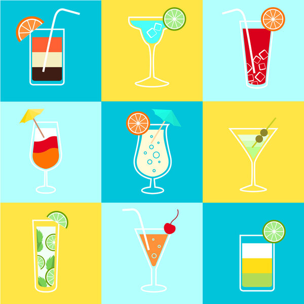 Cocktails Party Icons Set