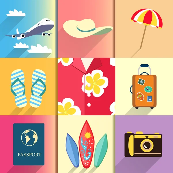 Travel and vacation icons set — Stock Vector