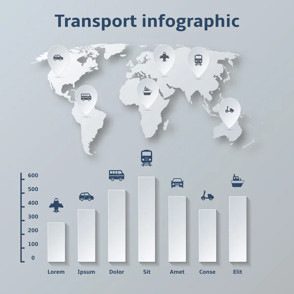 Elementi infografici della carta di trasporto — Vettoriale Stock