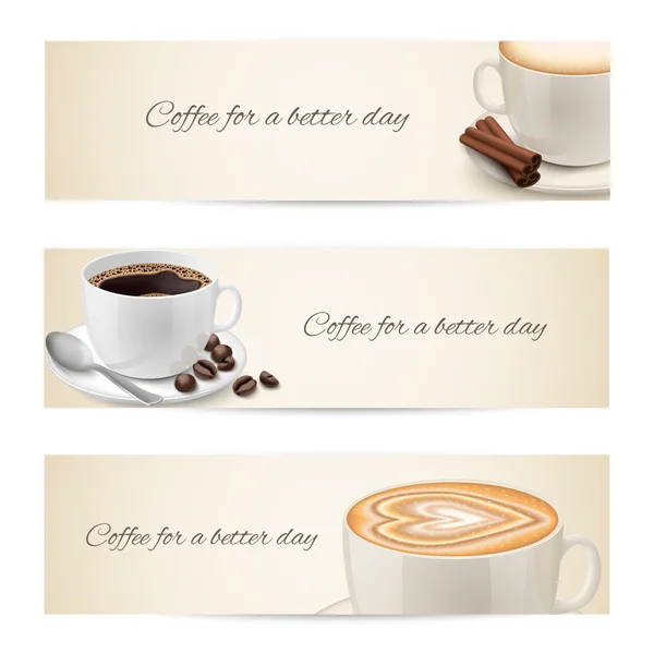 Collection of banners with coffee cups — Stock Vector