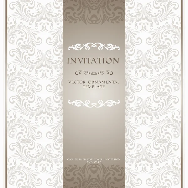 Hellbeige dekorative Einladungskarte — Stockvektor