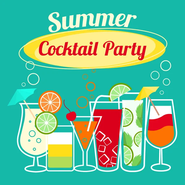 Summer cocktails party template — Stock Vector