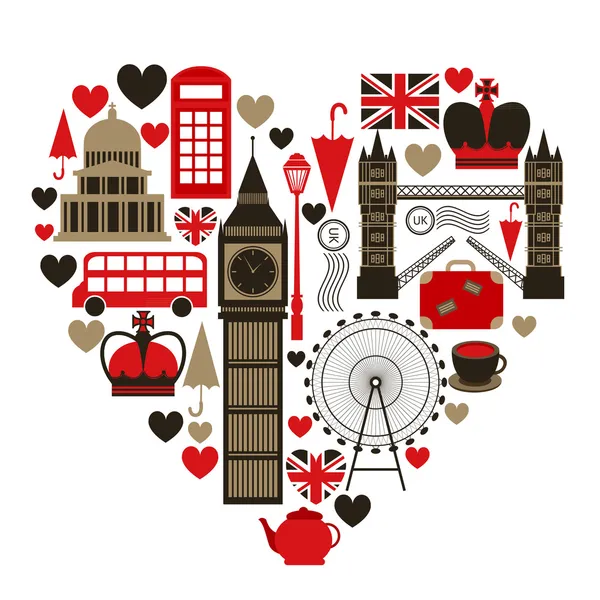 Amor Londres símbolo del corazón — Vector de stock