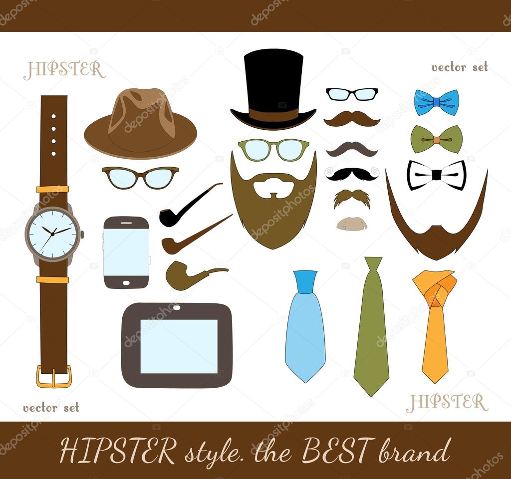 Hipster Accessory Icons Set