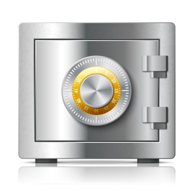 Realistic steel safe icon security concept clipart