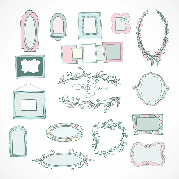 Collection of doodle frames for wedding — Stock Vector