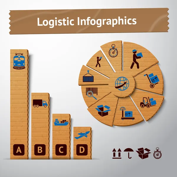 Elementi di infografica in cartone logistico — Vettoriale Stock