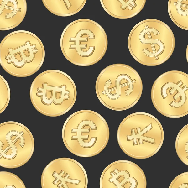 Modèle de pièces de monnaie de paiement sans couture — Image vectorielle