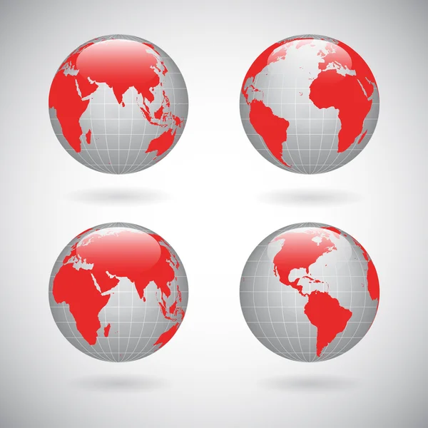 Tierra globo iconos conjunto — Vector de stock