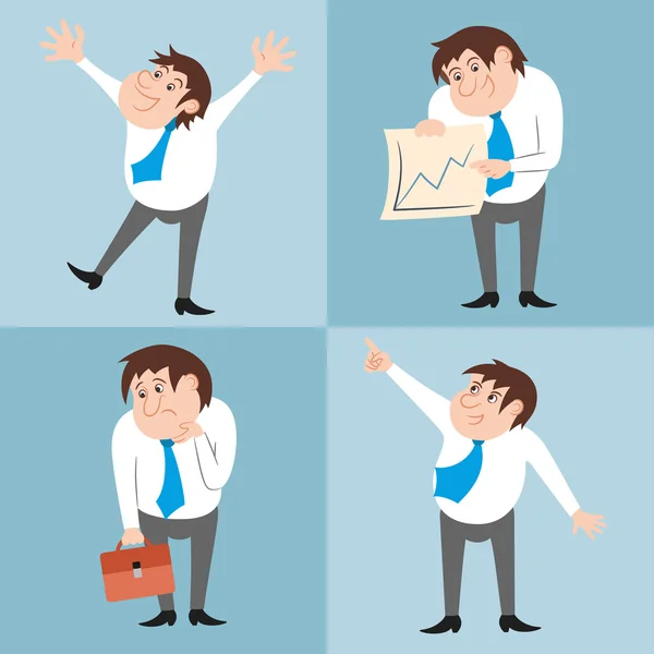 Empresario personaje plantea conjunto — Vector de stock