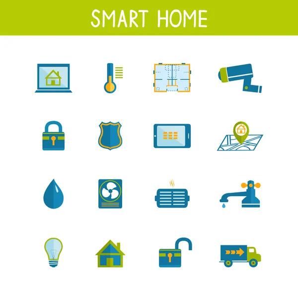 Smart Home Automation Technology Icons Set — Stock Vector