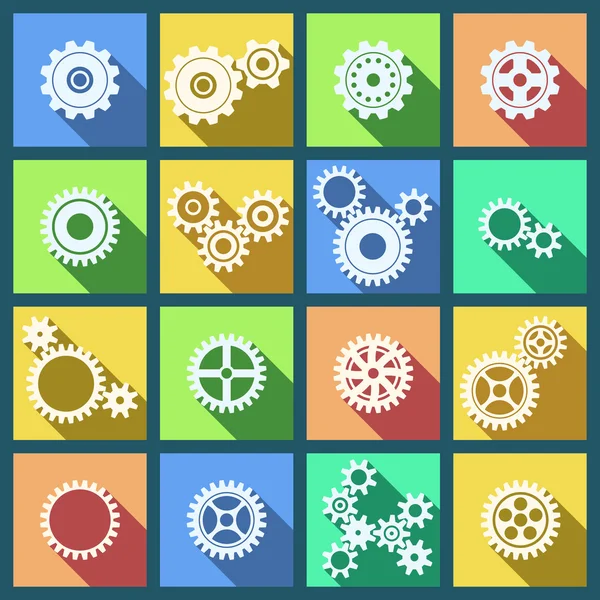 Collection of cogs and gears icons set — Stock Vector