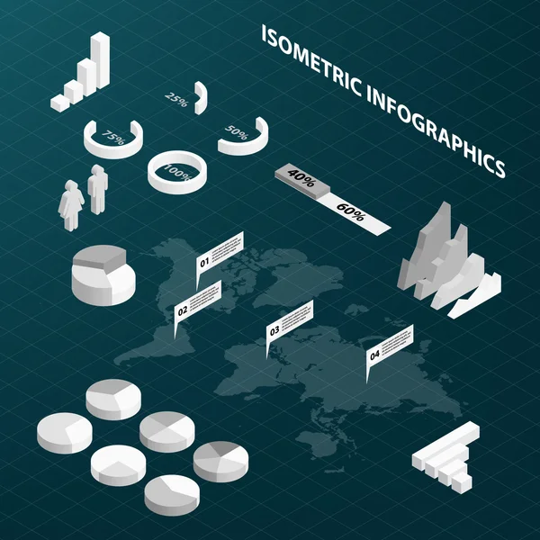 Abstracte isometrische zakelijke infographics — Stockvector