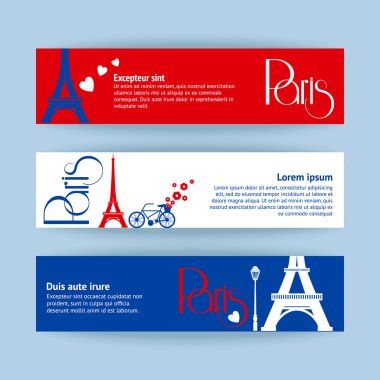 afiş ve kurdeleler ile paris yerler koleksiyonu