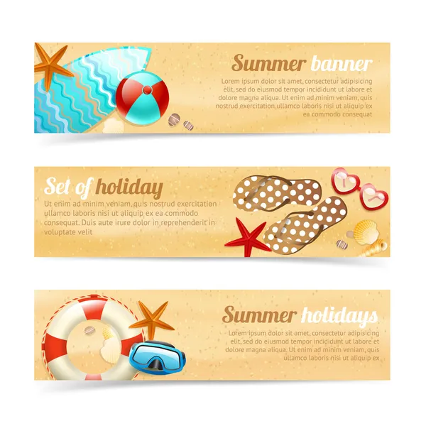 Collection of banners with summer holiday vacation — Stock Vector