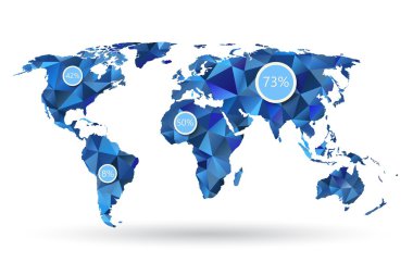 Infographic elemanları ile poligonal Dünya Haritası