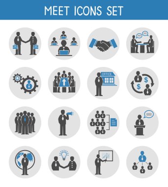 düz iş insanlar toplantı Icons set