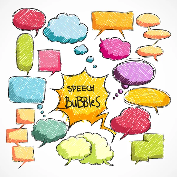 Doodle cómic colección de burbujas de chat — Archivo Imágenes Vectoriales